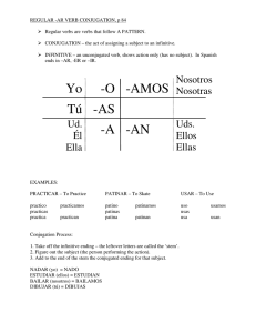 REGULAR -AR VERB CONJUGATION, p 84