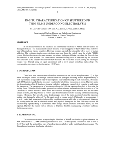 IN-SITU CHARACTERIZATION OF SPUTTERED PD THIN-FILMS UNDERGOING ELECTROLYSIS