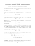 Lucas-Lehmer criterion for primality of Mersenne numbers