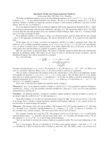 Quadratic Fields and Transcendental Numbers Mohammad Zaki, MN State Univ, Mankato