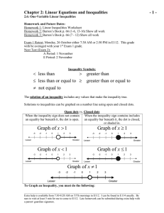 Chapter 2: Linear Equations and Inequalities  - 1 -