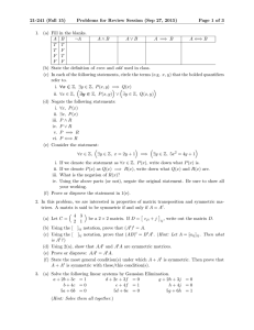 21-241 (Fall 15) Problems for Review Session (Sep 27, 2015) 1.