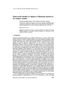 of  differential operators in Quasi-exactly solvable Lie algebras two complex variables