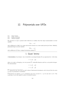 12. Polynomials over UFDs
