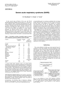 Severe acute respiratory syndrome (SARS) EDITORIAL M. Woodhead , S. Ewig
