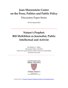 Joan Shorenstein Center on the Press, Politics and Public Policy Nature’s Prophet: