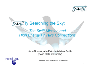 ly Searching the Sky: The Swift Mission and High Energy Physics Connections