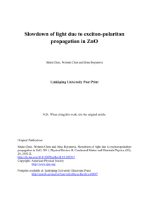 Slowdown of light due to exciton-polariton propagation in ZnO
