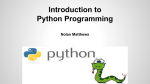 Introduction to Python Programming Nolan Matthews