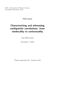 Characterizing and witnessing multipartite correlations: from nonlocality to contextuality PhD thesis