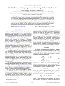 Stimulated Raman adiabatic passage as a route to achieving optical... Maxim Sukharev and Svetlana A. Malinovskaya