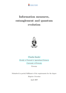Information measures, entanglement and quantum evolution Claudia Zander