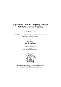 Application of Quantum Computing principles to Natural Language Processing