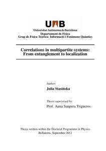 Correlations in multipartite systems: From entanglement to localization Julia Stasi ´nska