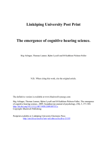 Linköping University Post Print The emergence of cognitive hearing science.