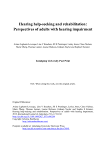 Hearing help-seeking and rehabilitation: Perspectives of adults with hearing impairment
