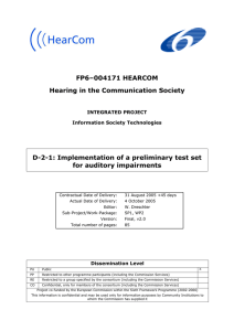 FP6–004171 HEARCOM Hearing in the Communication Society