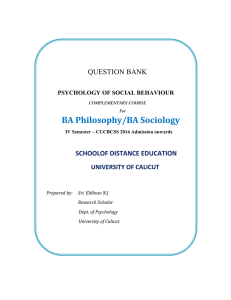 BA Philosophy/BA Sociology QUESTION BANK SCHOOLOF DISTANCE EDUCATION UNIVERSITY OF CALICUT