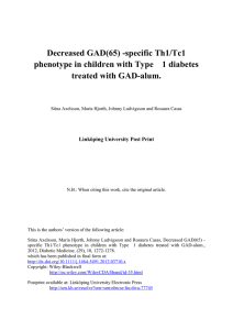 Decreased GAD(65) -specific Th1/Tc1 treated with GAD-alum. Linköping University Post Print