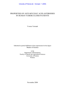 PROPERTIES OF ANTI-MYCOLIC ACID ANTIBODIES IN HUMAN TUBERCULOSIS PATIENTS Master of Science