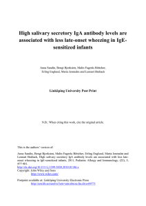 High salivary secretory IgA antibody levels are sensitized infants