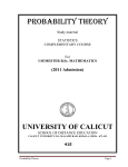 PROBABILITY THEORY UNIVERSITY OF CALICUT (2011 Admission)