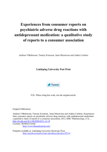 Experiences from consumer reports on psychiatric adverse drug reactions with