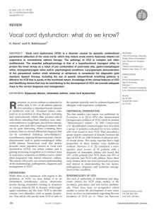 Vocal cord dysfunction: what do we know? REVIEW