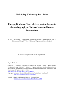 Linköping University Post Print The application of laser-driven proton beams to