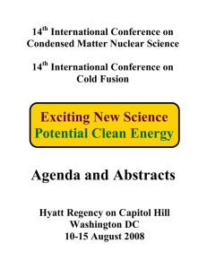 14 International Conference on Condensed Matter Nuclear Science Cold Fusion