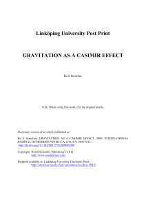 Linköping University Post Print GRAVITATION AS A CASIMIR EFFECT