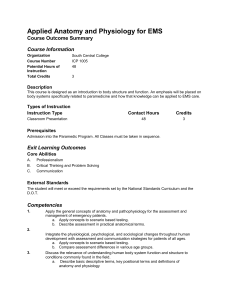 Applied Anatomy and Physiology for EMS Course Outcome