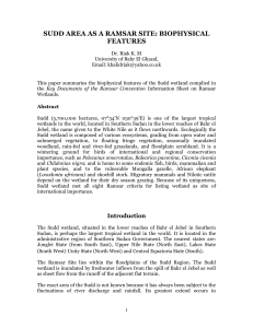 Sudd Area as a Ramsar Site: Biophysical Features