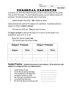 Pronouns Unit -Notes and Practice - chmsenglish6-8