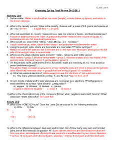 Chemistry Fall Final Study Guide Concepts