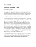 CHAPTER 2 Classical Civilization: China CHAPTER SUMMARY