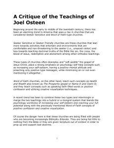 A Critique of the Teachings of Joel Osteen
