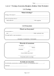 1.4.1 - 1.4.4 Ecology, Ecosystem, Biosphere, Habitat Worksheet