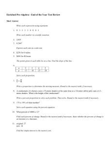 Enriched Pre-Algebra - End of the Year Test Review Short Answer