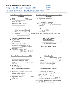 Crash and Great Depression Notes