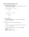 Algebraic Expressions and Solving Equations Note