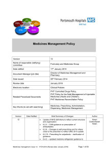 PHT Medicines Management Policy - Portsmouth Hospitals NHS Trust