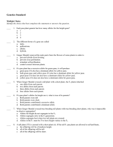 Genetics Questions - G. Holmes Braddock