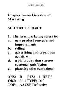 Chapter 1—An Overview of Marketing