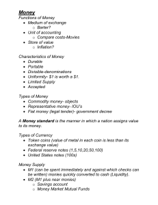 Characteristics of Money