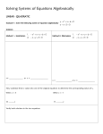 Solving Systems of Equations Algebraically LINEAR