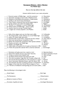 Unit 1 – Middle Ages: 400s