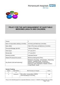 PHT Policy for the Safe Management of Injectable Medicines