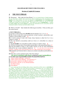 Revision of English III Grammar