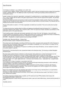 Specifications - Tagliafico Lighting